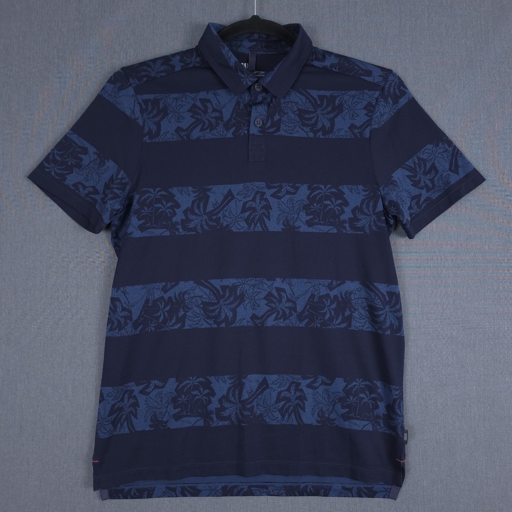 SAXX All Day Cooling Polo Mens Medium Striped Performance Stretch DropTemp Shirt